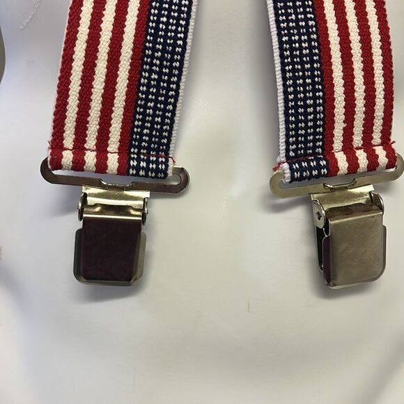 Custom Leather Craft Americana Adjustable No. 110 Suspenders Silver-Tone Clips - Picture 7 of 15